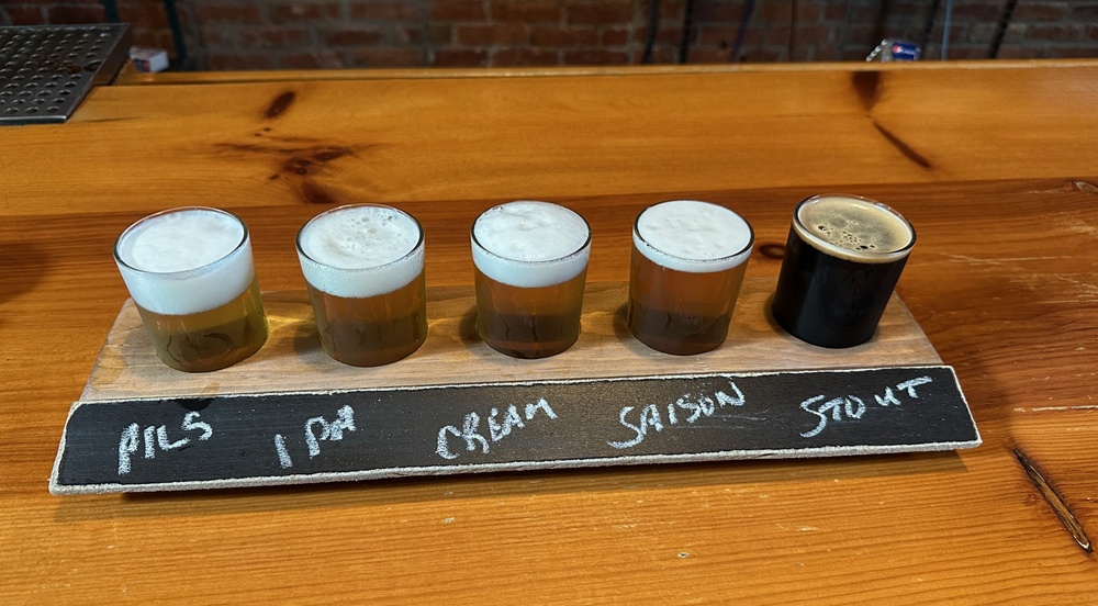 Blue Collar Brewery flight